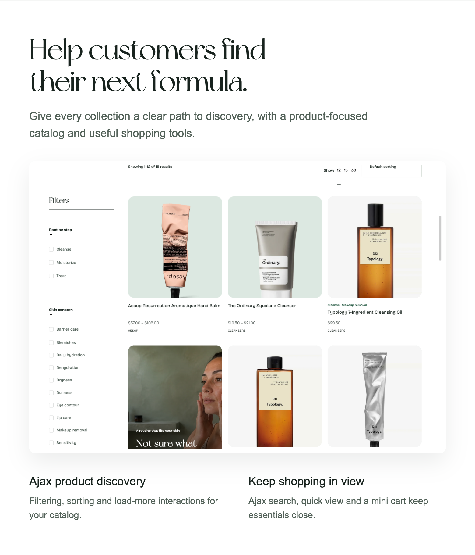 Product discovery and shopping features