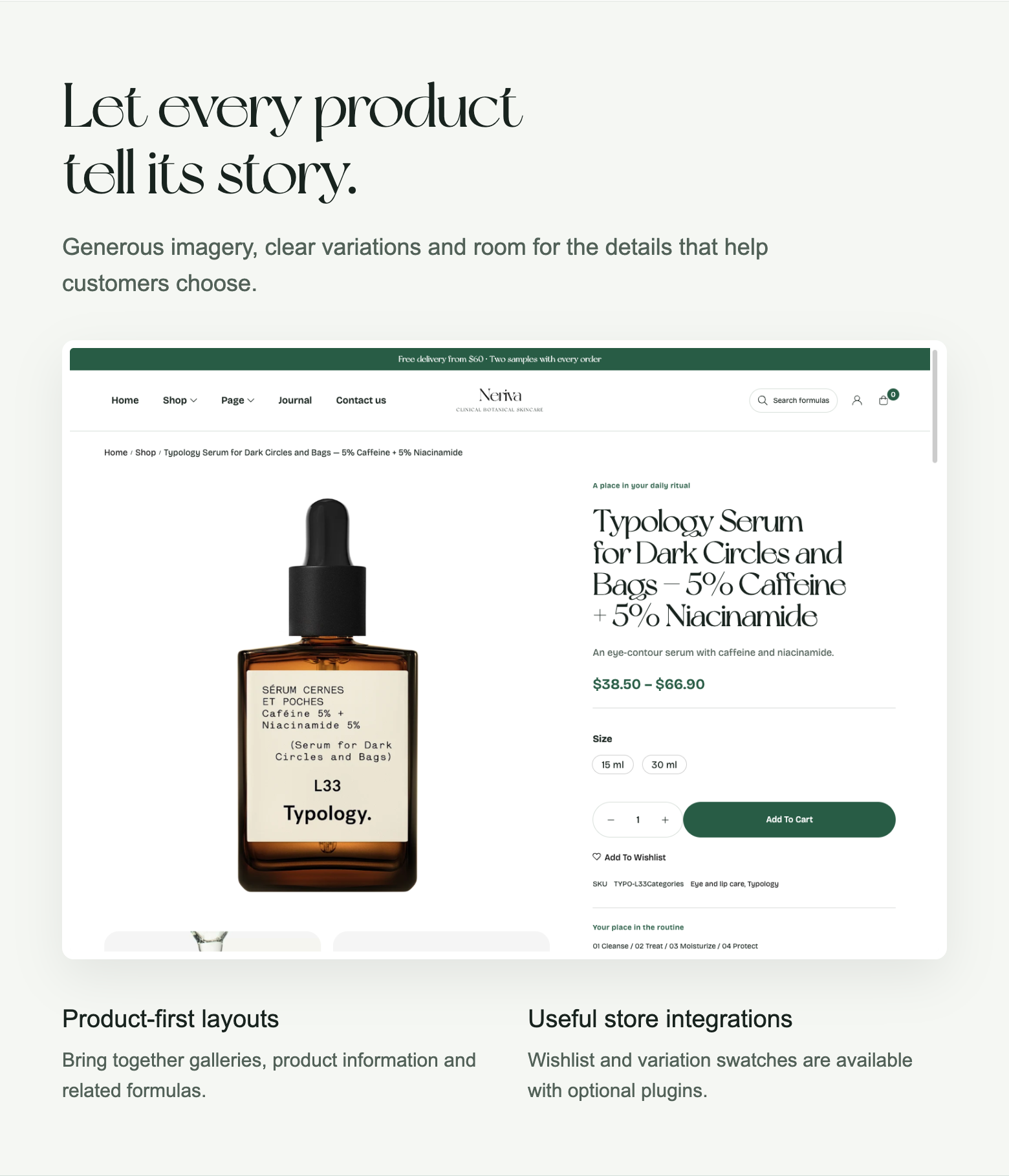Product pages and variations